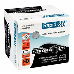 RAPID 9/12 STAPLES 12mm Heavy Duty Box of 5000