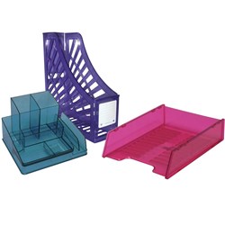 ITALPLAST DESK ORGANISER Translucent Blue