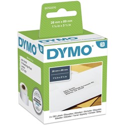 DYMO LABELWRITER LABELS STANDARD ADDRESS 89 X 28MM 99010 PK2