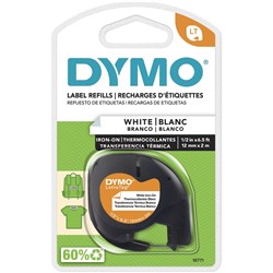 TAPE LETRA IRON ON 12MM X 2M BLACK ON WHITE