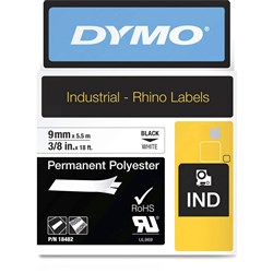 DYMO RHINO INDUSTRIAL LBL TAPE Permanent vinyl 9mmx5.5m White