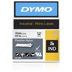 DYMO RHINO INDUSTRIAL LBL TAPE Flexible Nylon 19mmx3.5m White