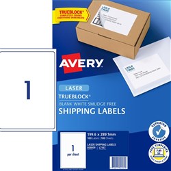 AVERY ADDRESS LASER LABELS L7167 1UP 199.6x289.1mm BX100 WHITE