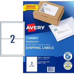 AVERY ADDRESS LASER LABELS L7168 2UP 199.6x143.5mm BX100