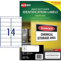 AVERY HEAVY DUTY LASER LABELS L7063 14UP 99.1x38.1mm PK25