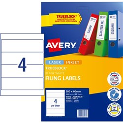 AVERY LEVER ARCH FILING LASER/ INKJET LABELS 200x60mm PK100 L7171