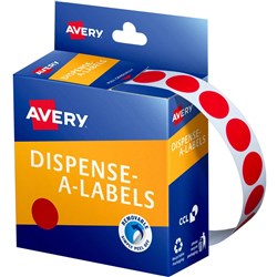 AVERY DISPENSER LABELS Circles DMC14R 14mm Red