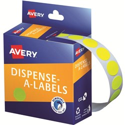 LABEL DOTS AVERY DMC14 14MM FLURO YELLOW PK700