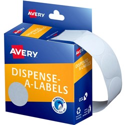 AVERY DISPENSER LABELS DOT Circles DMC24W 24mm White only BX550