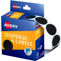 AVERY DISPENSER LABELS Circles DMC24BL 24mm Black