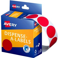 AVERY DISPENSER LABELS Circles DMC24R 24mm Red PK500