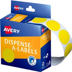 AVERY DISPENSER LABELS Circles DMC24Y 24mm Yellow PK500