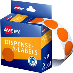 LABEL DOTS AVERY DMC24 24MM ORANGE Pk500