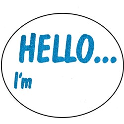 AVERY DISPENSER LABELS - PRINTED HELLO I'M DMO5843HE 58x43mm B100