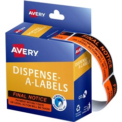 AVERY ACCOUNT REMINDER LABELS - FINAL NOTICE DMR1964R3 19x64MM B125