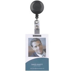 REXEL RETRACTABLE CARD HOLDERS WITH STRAP 750mm Black