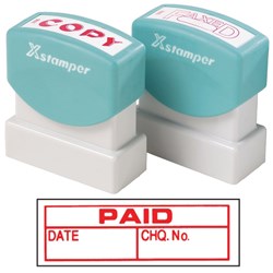 XSTAMPER - 1 COLOUR - TITLES P-Q 1533 Paid/Date/Chq no. Red
