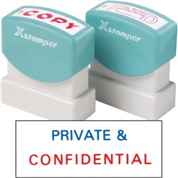 XSTAMPER - 2 COLOUR 2010 PRIVATE & CONFIDENTIAL STAMP Red/Blue