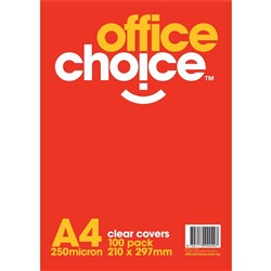 OFFICE CHOICE BINDING COVERS A4 250 Micron Clear