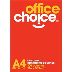 OFFICE CHOICE LAMINATING POUCH A4 80 Micron