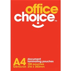 OFFICECHOICE LAMINATING POUCH A4 125 micron