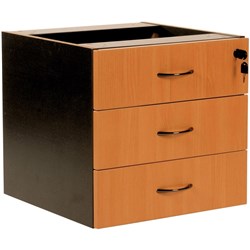 LOGAN FIXED PEDESTAL 3 Drawer Beech&Ironstone