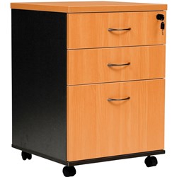 LOGAN MOBILE PEDESTAL 2Std&1F Drawer Beech&Ironstone **FR8 CHARGES APPLY**