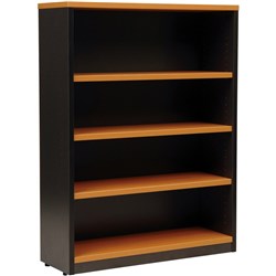 LOGAN BOOKCASE 1200X900 4 Shelf Beech & Ironstone