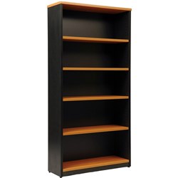 LOGAN BOOKCASE 1800X900 5 Shelf Beech & Ironstone