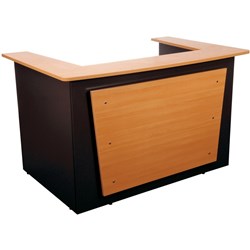 LOGAN RECEPTION COUNTER 1800X1090 Beech & Ironstone