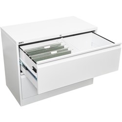 GO LATERAL FILING CABINET 2 DR White Satin H705xW900xD470mm