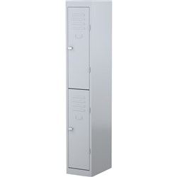STEELCO PERSONNEL LOCKER 2 Door Silver Grey H1830xW305xD460mm