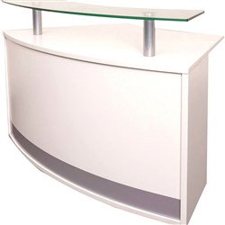 RAPIDLINE RECEPTION COUNTER Modular  Glass Top Component W1339xD800xH935mm WHITE
