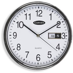 CARVEN CLOCK LCD DATE 285MM WHITE CL285SLCD