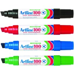 ARTLINE 100 PERMANENT MARKERS WALLET ASST 4 PACK BLUE, BLACK, GREEN & RED