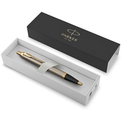 PARKER IM BALLPOINT PEN Brushed Metal Gold Trim Blue