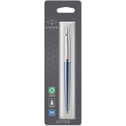 PARKER JOTTER BALLPOINT PEN Waterloo Blue Chrome Trim Blue