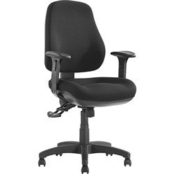 NEWTON ERGONOMIC TASK CHAIR Black 3 Lever, With Arms Metro Black Fabric