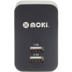 Moki Dual USB Charger ACC MUSBWB Black