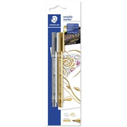 STAEDTLER METALLIC MARKER Silver & Gold Pack of 2