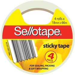 Sellotape Sticky Tape 18mmx66m Clear 4 Roll S