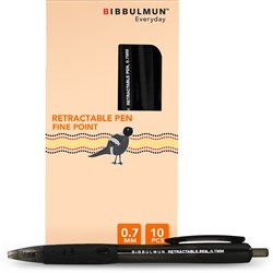 BIBBULMUN RETRACTABLE Ballpoint Pen Black Pack of 12