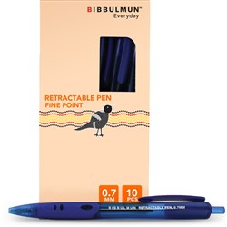 BIBBULMUN RETRACTABLE Ballpoint Pen Blue Pack of 12