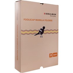 BIBBULMUN MANILLA FOLDER Foolscap Buff Pack of 100
