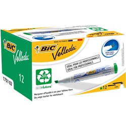 BIC VELLEDA WHITEBOARD Marker Chisel Green Pack of 12