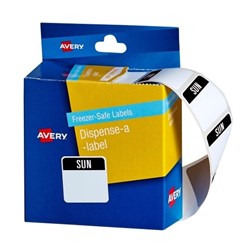 SUNDAY FREEZER-SAFE DISPENSER LABELS 24X24MM 100 LABELS REMOVABLE