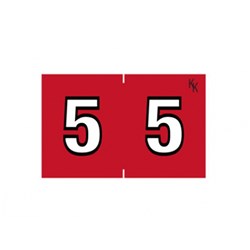 KOLOR KODE NUMERIC "NO 5" 24MM SIDE TAB LABELS. ROLL 500