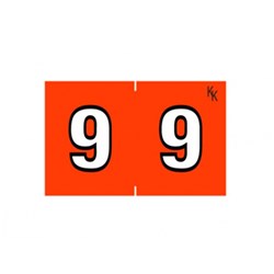 KOLOR KODE NUMERIC "NO 9" 24M SIDE TAB LABELS. ROLL.500