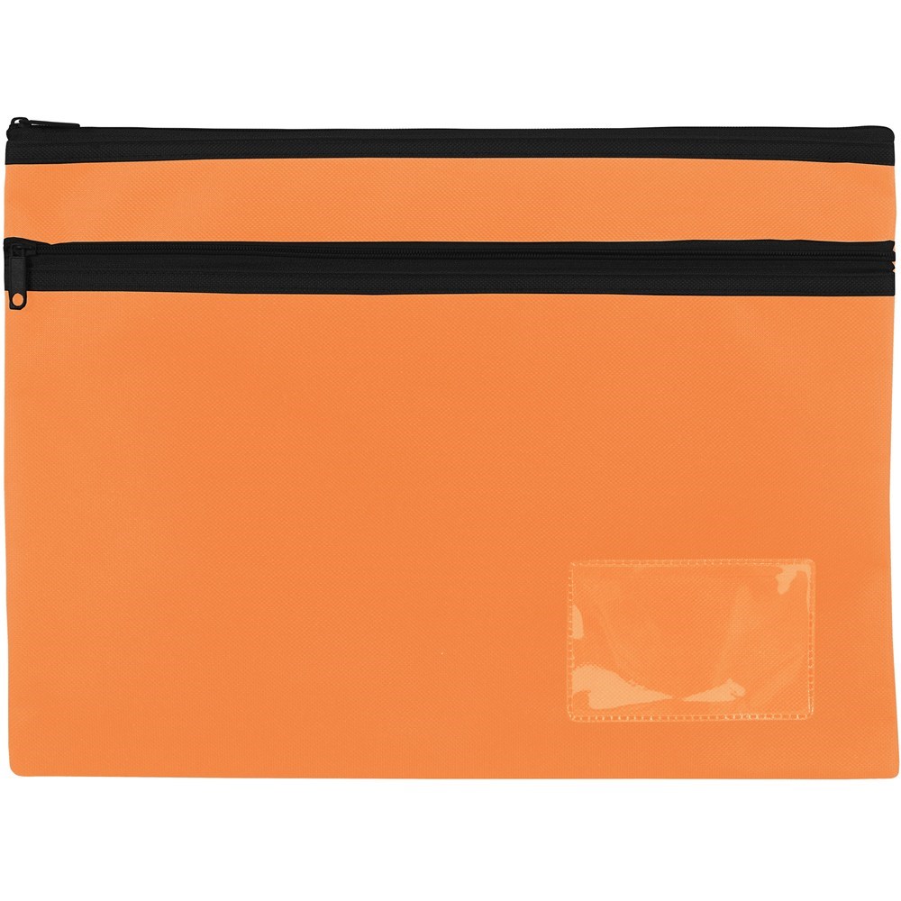 Pencils - Celco Pencil Case 2 Zips Large 350x260mm Orange - Office Mart