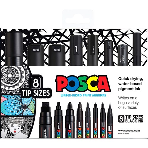 Markers & Highlighters Uni Posca Paint Marker Wallet Assorted Tip